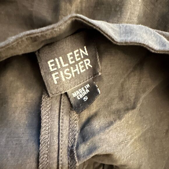 Eileen Fisher Black Silk and Linen Straight Leg Pants with Pockets Size S - Picture 8 of 8